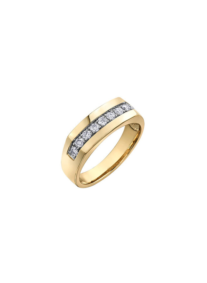 Bague or jaune 10k 9 diamants totalisant 0.50ct I GH