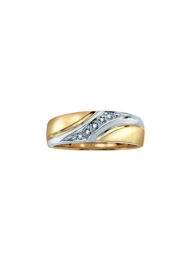 Bague 10k 2 tons 5 diamands totalisant 0.05ct I GH