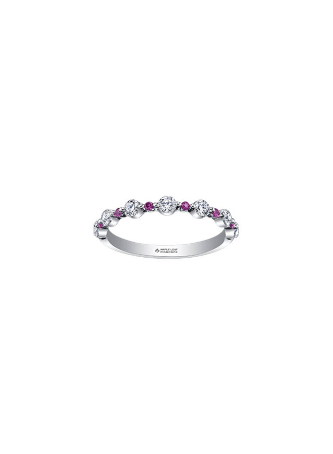 Semi-éternité blanc 18k diamants canadiens 7=0.421ct SI1 EF 6 rubis de 1.3mm