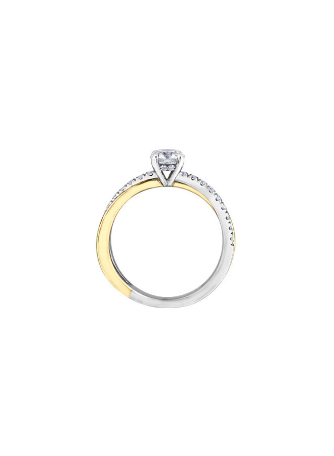 Bague solitaire 2 tons tressé 18k diamant canadien 1x0.52ct VS1 I 26=0.23ct