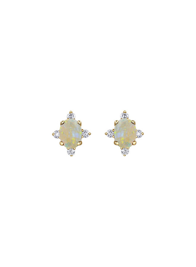 10k 8 diamond earring totaling 0.04ct I GH Opal 4x3mm