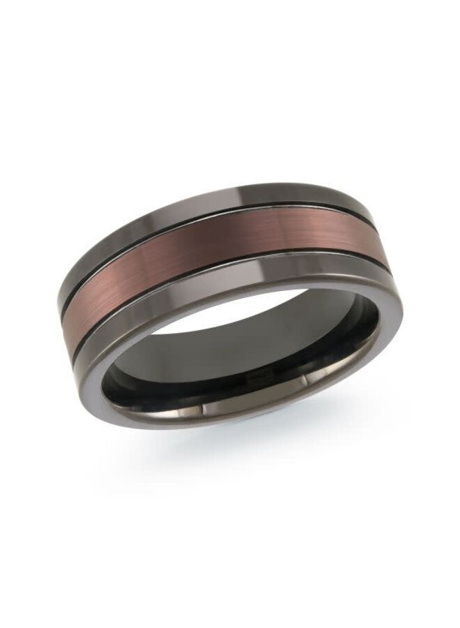Jonc tungstene homme 8mm gr.10 noir et cuivre Bijouterie Luxedor
