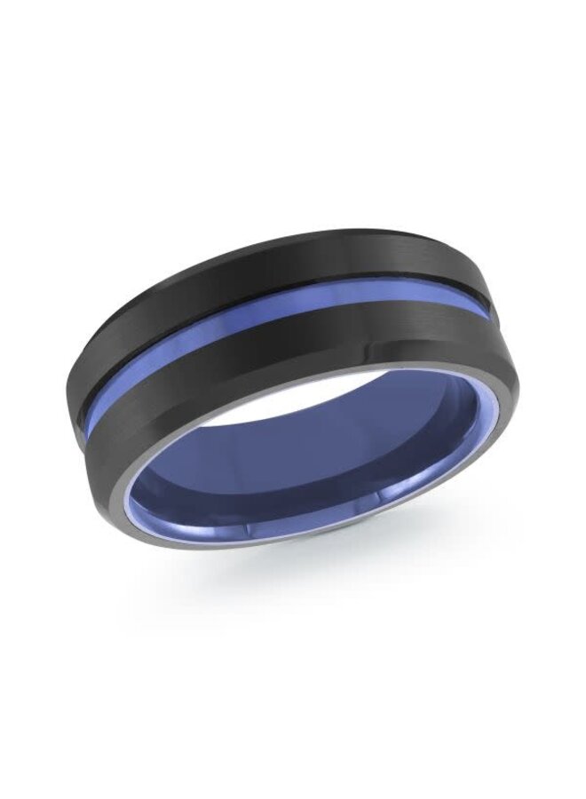 Jonc tungstène noir et bleu 8mm gr.10