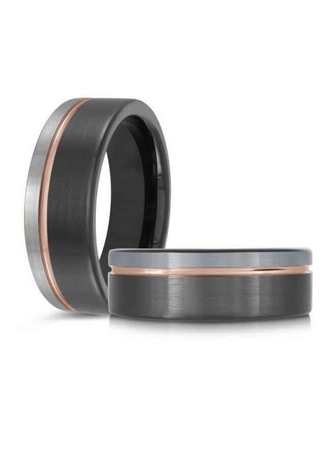 Jonc homme tungstène 3 tons 8mm