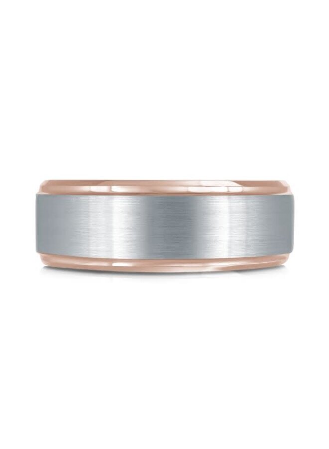 Jonc homme tungstène 2 tons brossés 8mm