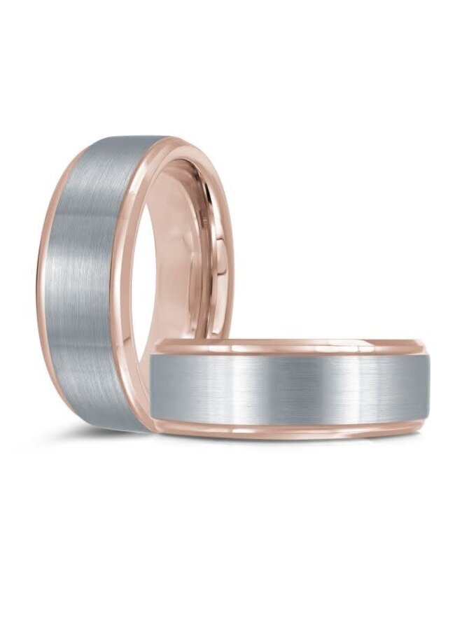 Jonc homme tungstène 2 tons brossés 8mm