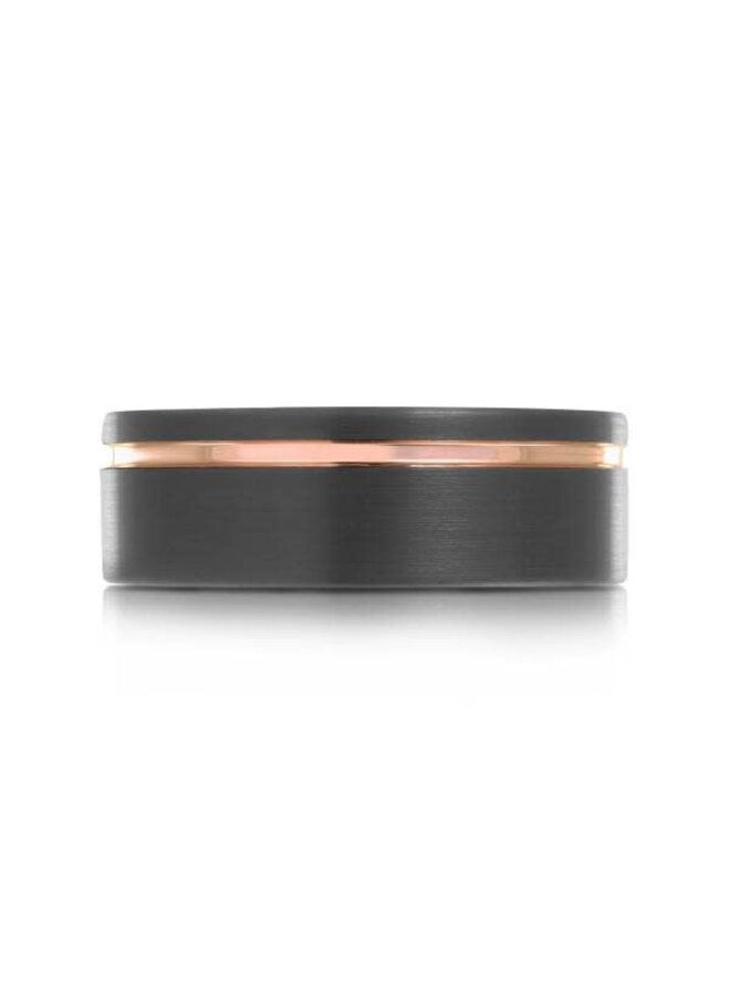 Jonc Tungstène brossé noir et rose 8mm