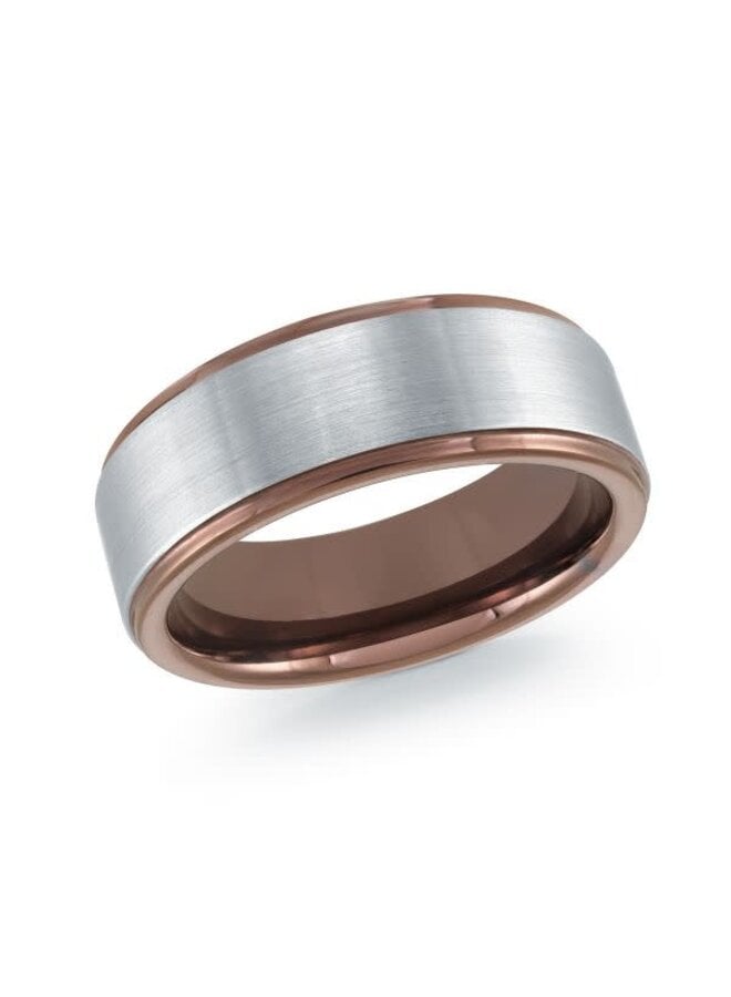 Jonc homme 2 tons brossé tungstène 8mm