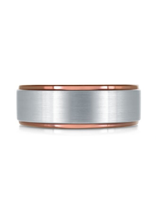 Jonc homme 2 tons brossé tungstène 8mm
