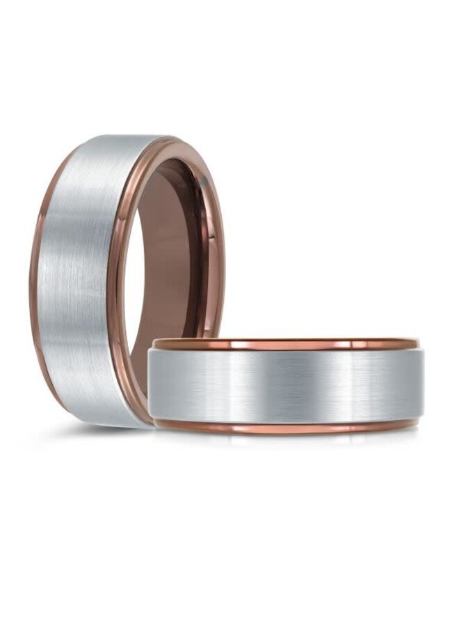 Jonc homme 2 tons brossé tungstène 8mm
