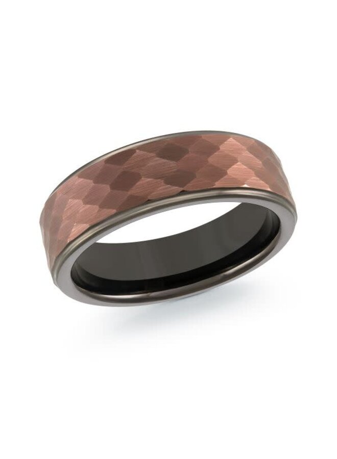 Men's black and copper tungsten bangle 7mm shapes