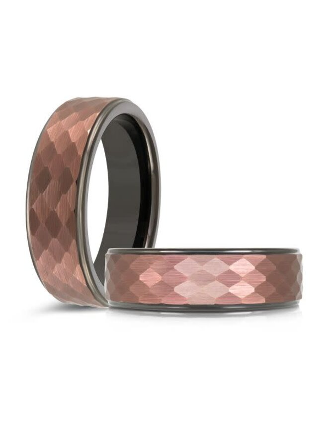 Men's black and copper tungsten bangle 7mm shapes