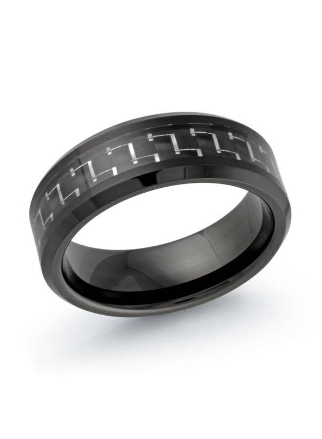Jonc tungsten noir carré argenté 8mm