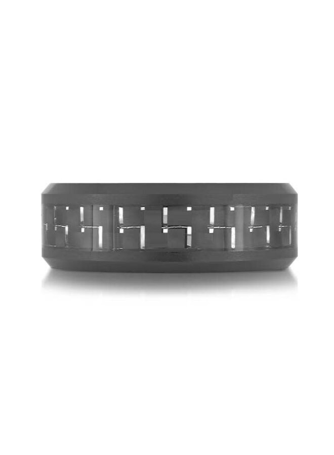 Jonc tungsten noir carré argenté 8mm