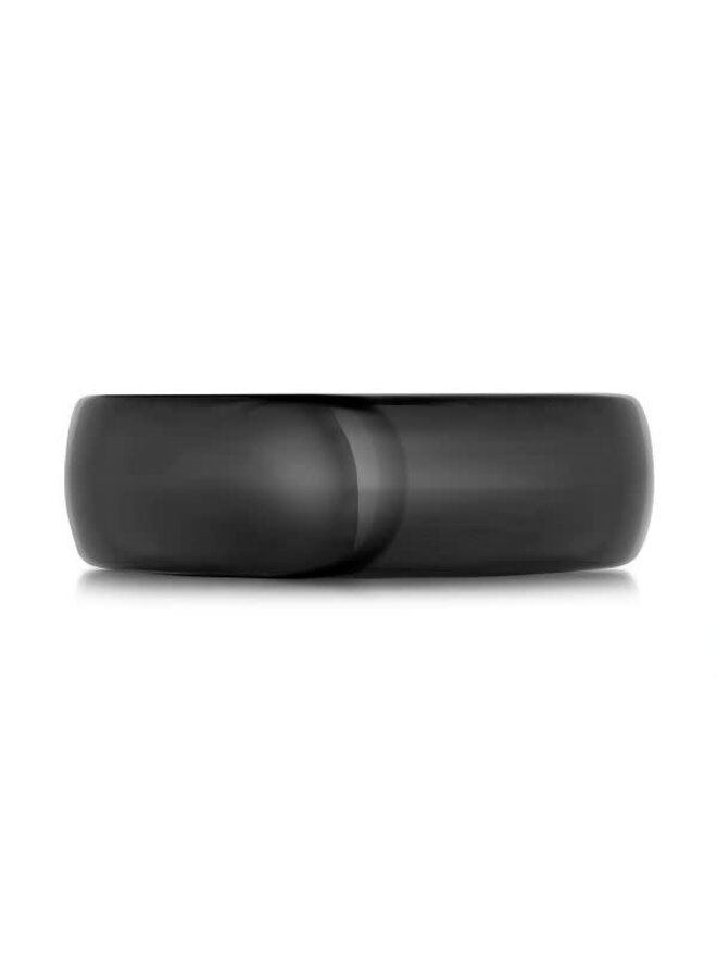 Jonc tungstène homme noir lustré et rose gold 7mm