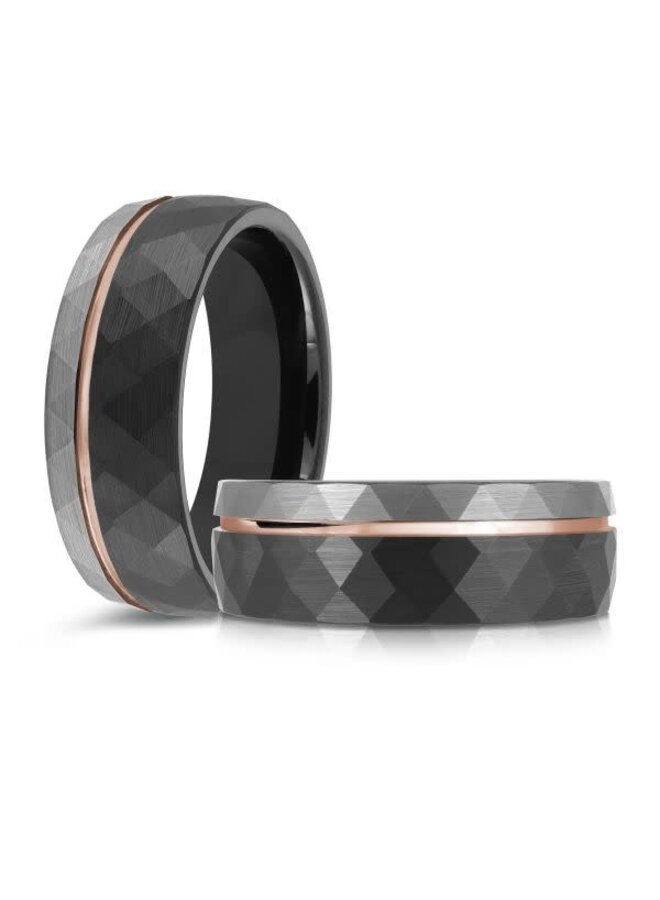 Jonc homme tungstène 3 tons formes 8mm