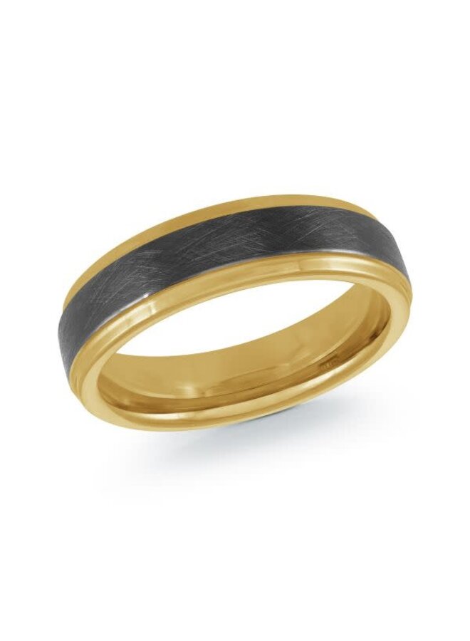 Jonc homme noir et or ciselé tungstène 6mm