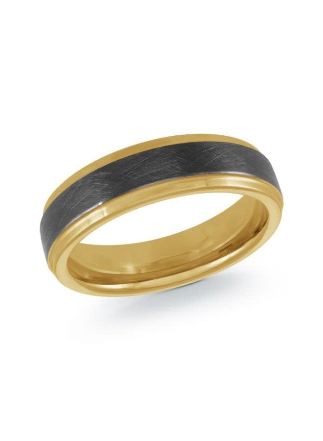 Men's black and gold chiseled tungsten bangle 6mm