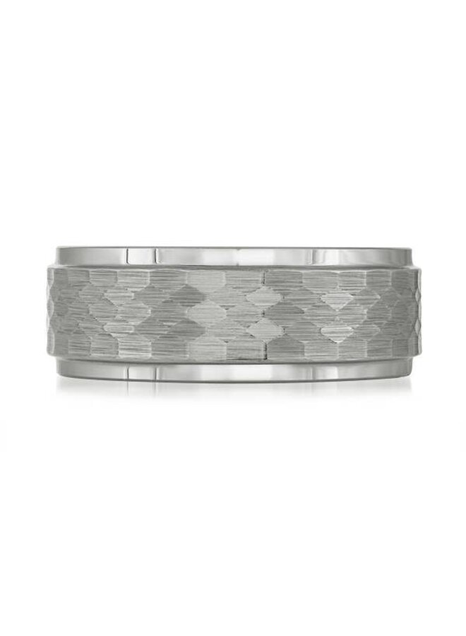Lozange tungsten bangle silver color 8mm