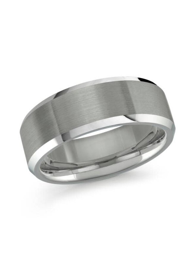 Jonc tungsten brossé couleur argent 8mm