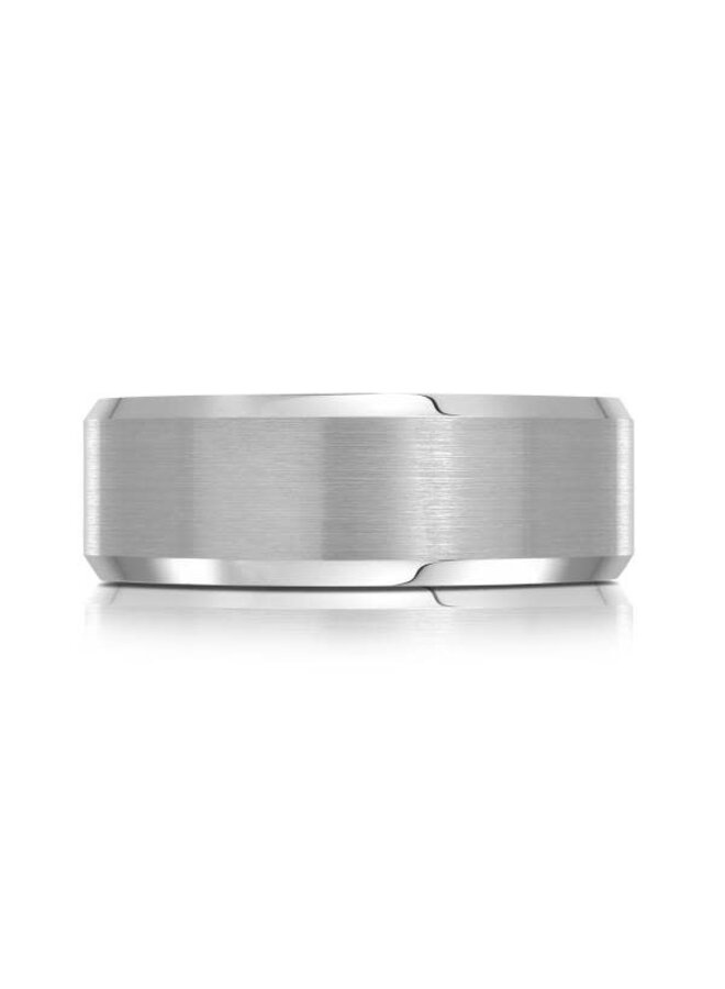8mm silver-colored brushed tungsten bangle