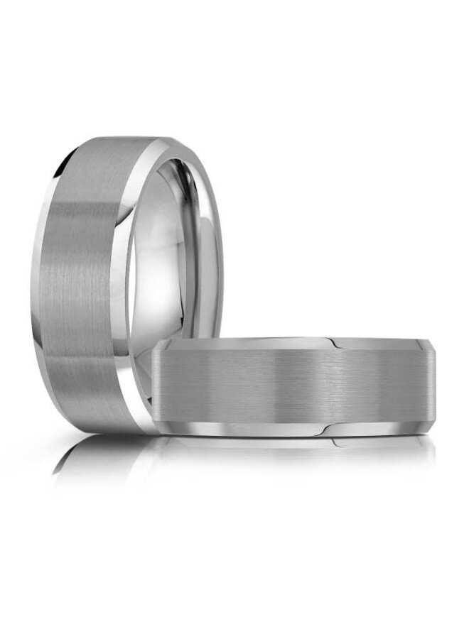 Jonc tungsten brossé couleur argent 8mm