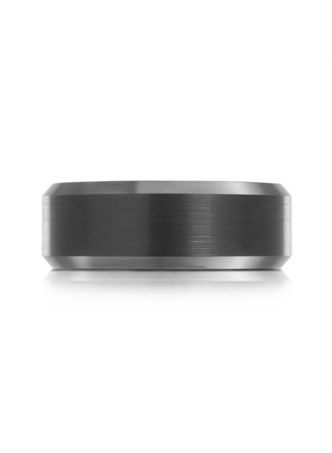 Jonc Tungstène brossé noir et blanc 8mm