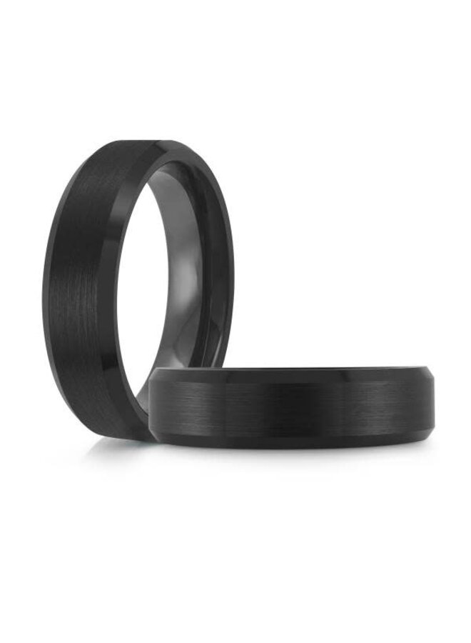 Jonc noir tungsten brossé 6mm