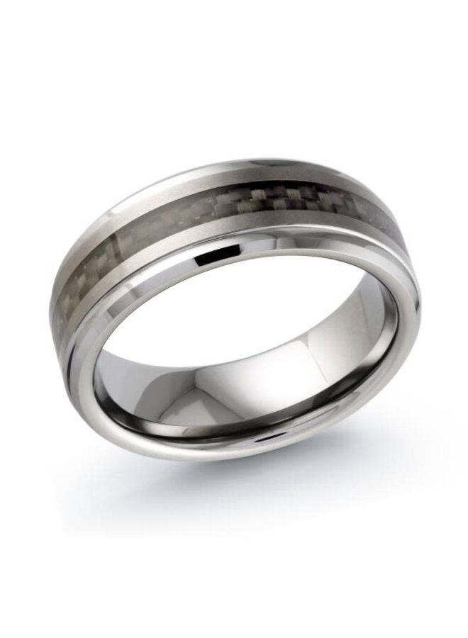 Jonc tungsten noir et argenté corde 8mm
