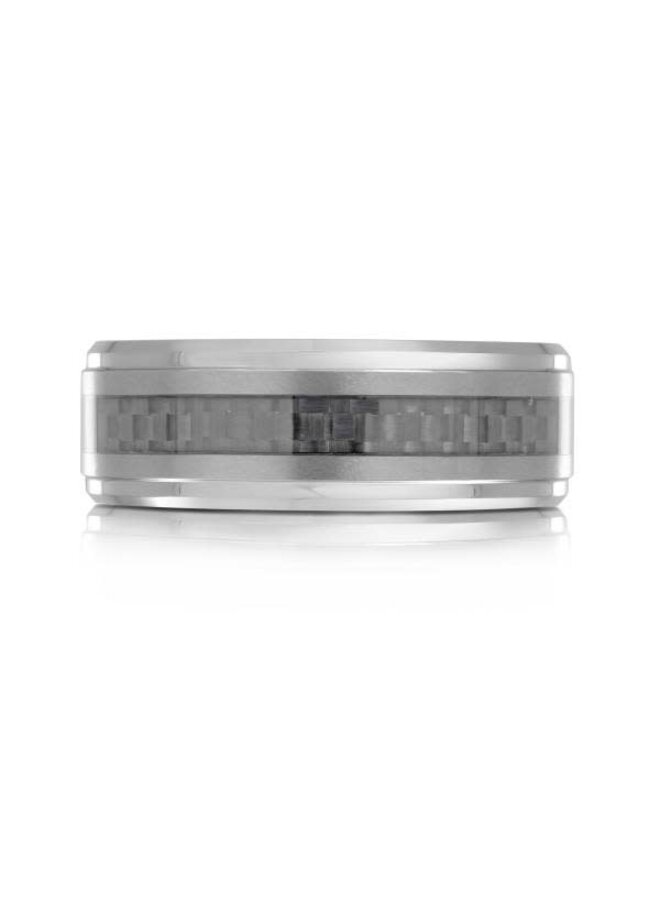 Jonc tungsten noir et argenté corde 8mm