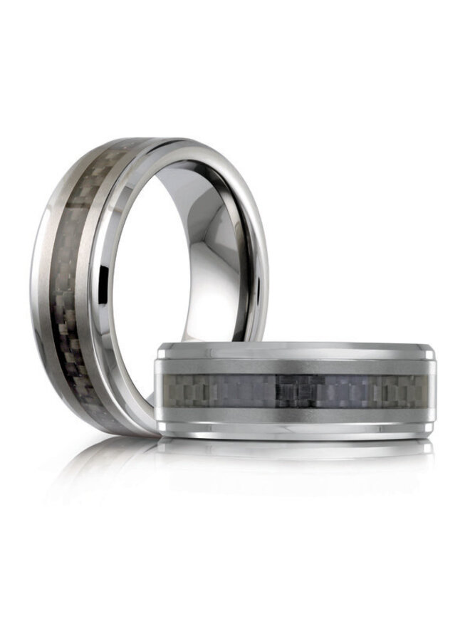 Jonc tungsten noir et argenté corde 8mm