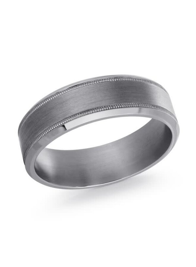 Jonc homme Tantalum argenté brossé et lustré 7mm