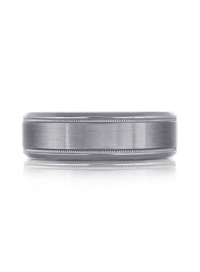 Jonc homme Tantalum argenté brossé et lustré 7mm