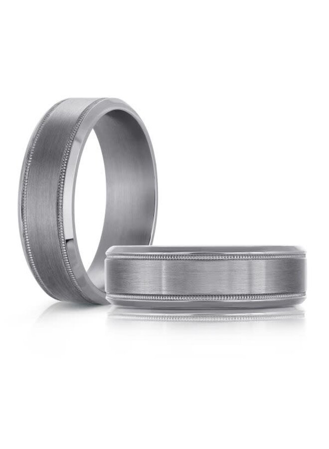 Jonc homme Tantalum argenté brossé et lustré 7mm