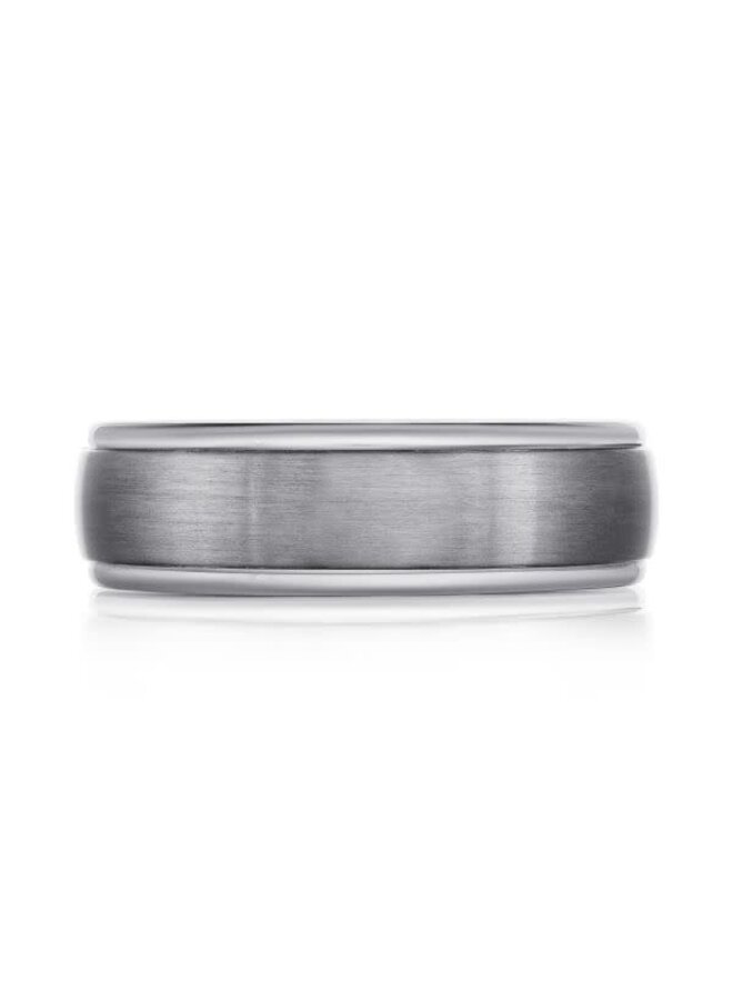 Brushed and polished silver Tantalum men's bangle 6mm