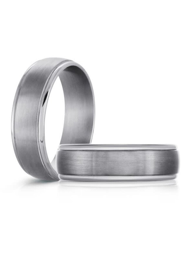Brushed and polished silver Tantalum men's bangle 6mm