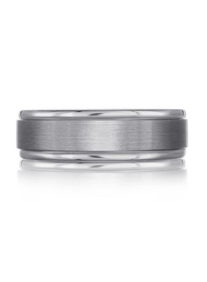 Brushed and shiny silver Tantalum men's bangle 8mm