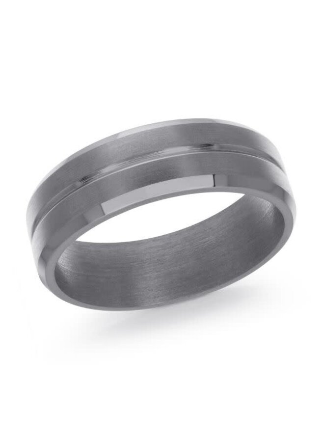Men's shiny and brushed silver tantalum bangle 7mm