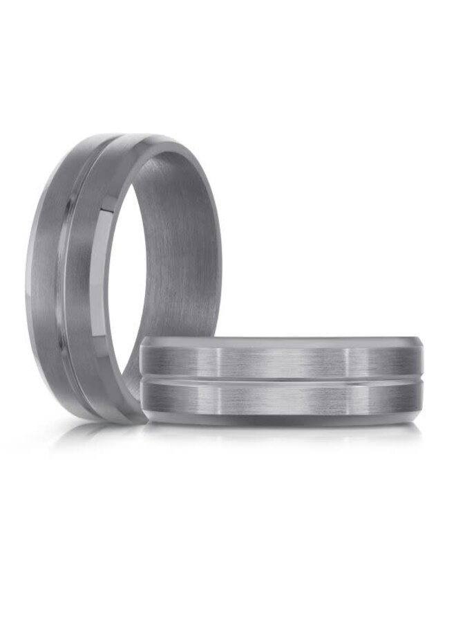 Men's shiny and brushed silver tantalum bangle 7mm