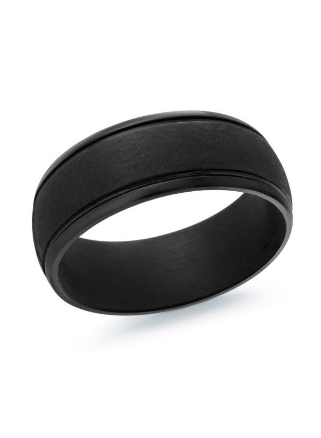 Brushed and shiny black Tantalum men's bangle 8mm