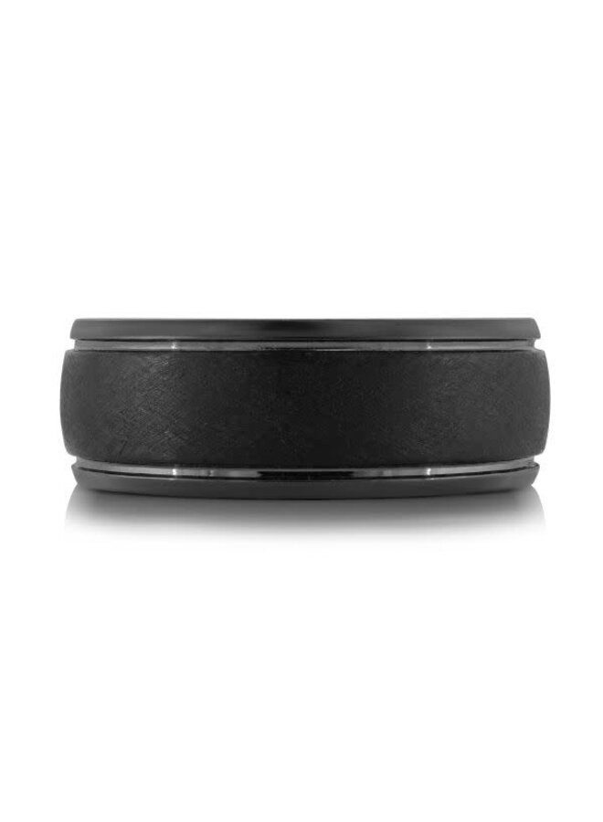 Brushed and shiny black Tantalum men's bangle 8mm