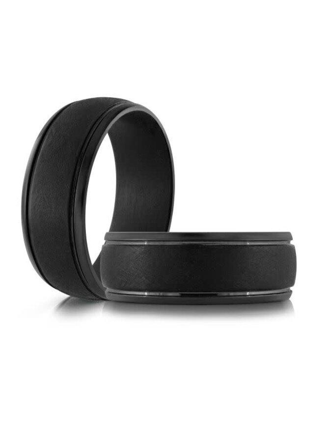 Jonc homme Tantalum noir brossé et lustré 8mm