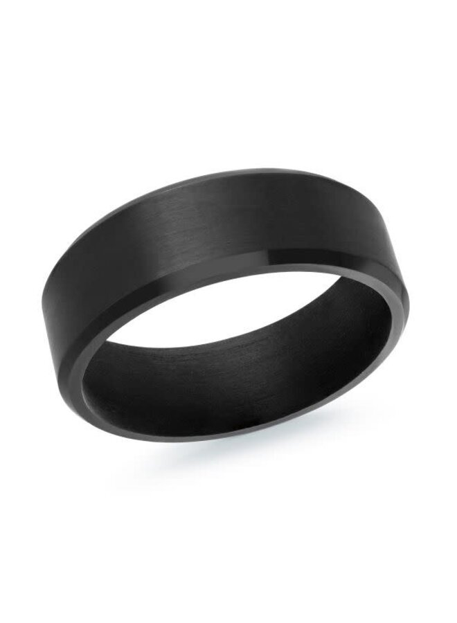 Brushed and shiny black tantalum men's bangle 7mm