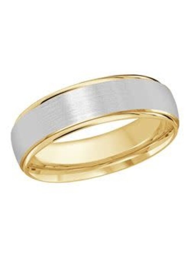 Men's bangle 10k 2 tones 6mm brushed and shiny
