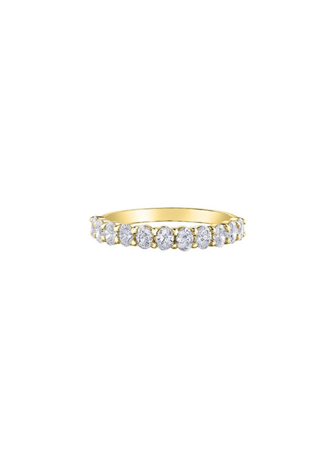 Jonc semi-éternité jaune 14k diamants ovales 11=0.88ct I GH
