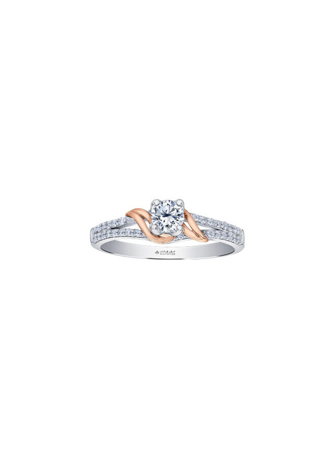 Bague solitaire deux tons 14k diamants canadiens 1x0.30ct 30=0.15ct SI2 D