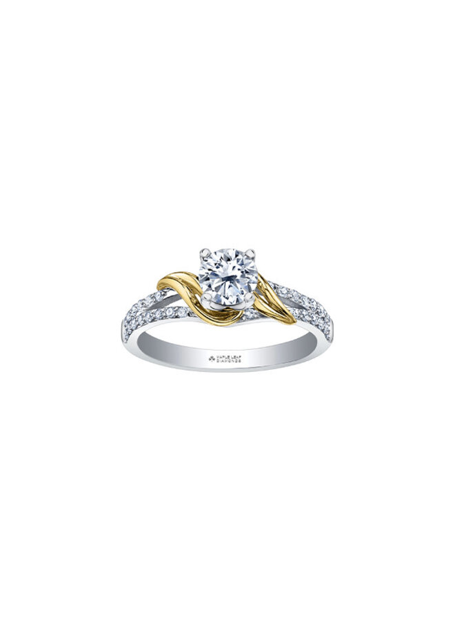 Bague solitaire 14k deux tons diamants canadiens 1x0.50ct 30=0.20ct SI2 F
