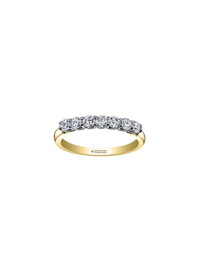 Jonc semi-éternité jaune 14k diamants canadiens totalisant 0.60ct SI2 G