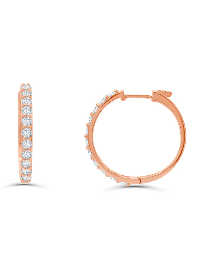 Boucle d'oreille anneau 14k rose diamant de laboratoire 22 =1.00ct VS GH