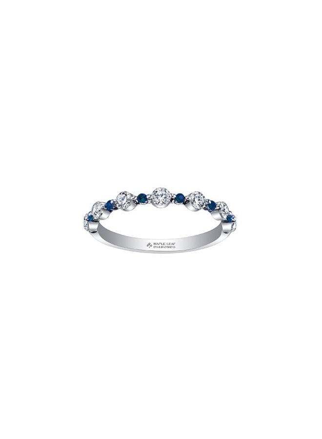 Jonc semi-eternité 18K blanc saphir diamant 7x0.06ct SI2 G